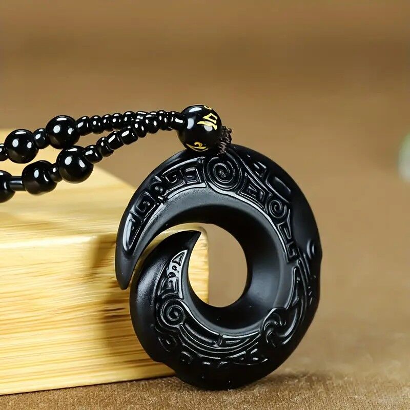 black obsidian pendant necklace