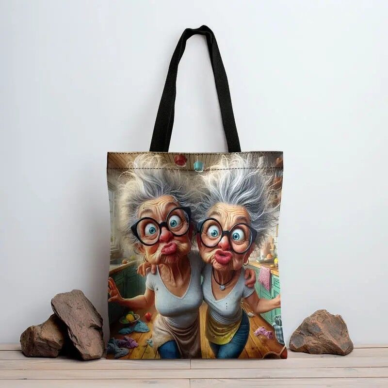 quirky grandma tote bags for shopping