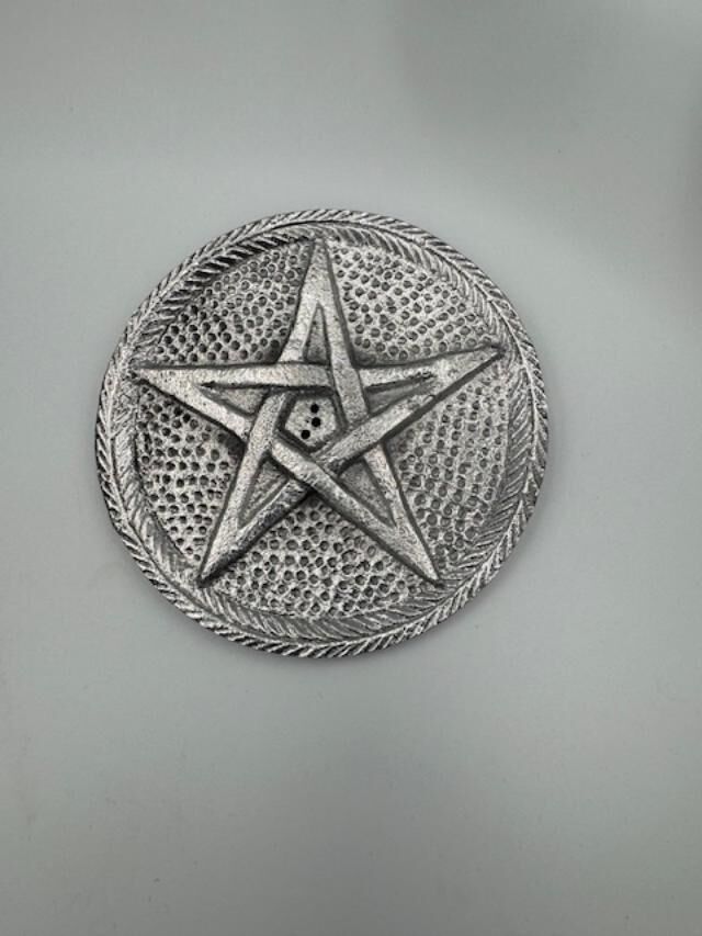 SILVER PENTAGRAM HOLDER – TOP pentagram incense holder