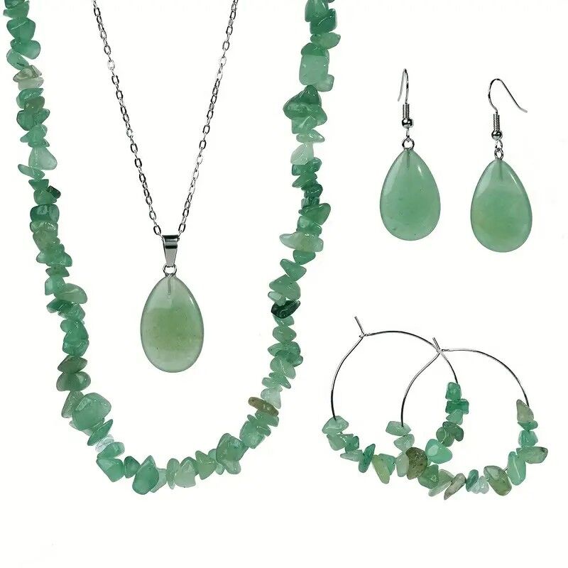 green stone set green fluorite jewellery