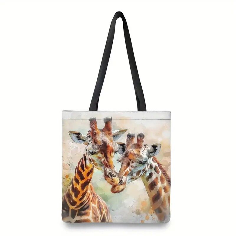 watercolour giraffe tote bag main giraffes in love tote bags