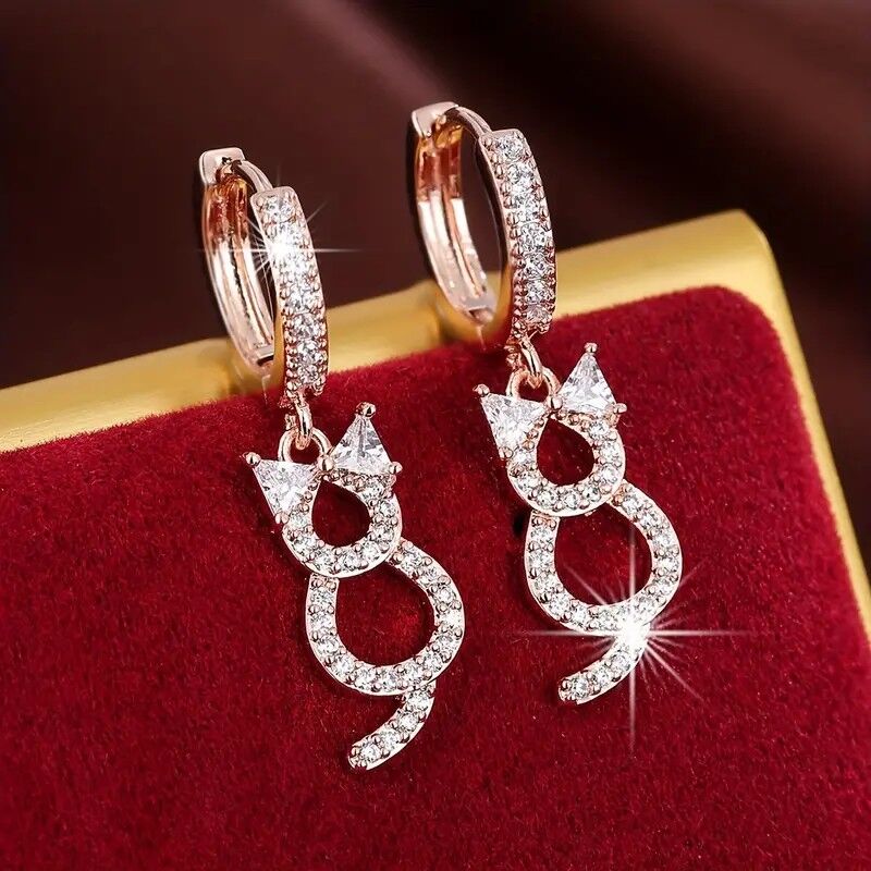 cute kitten earrings rose gold KITTEN EARRINGS