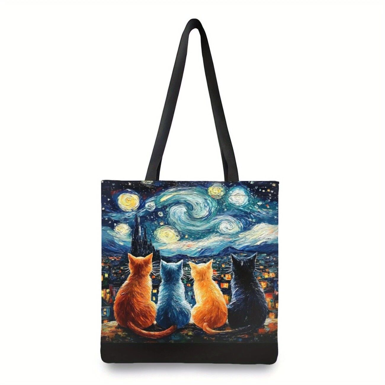 starry night cats tote bag main reusable tote bags