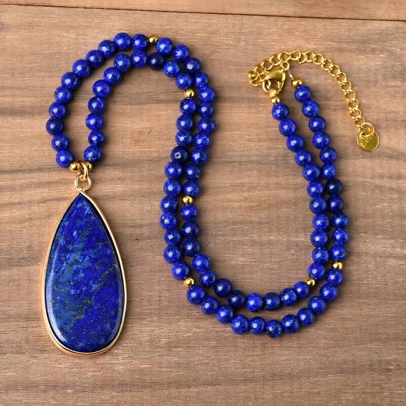 LAPIS LAZULI TEARDROP NECKLACE MAIN lapis lazuli necklaces