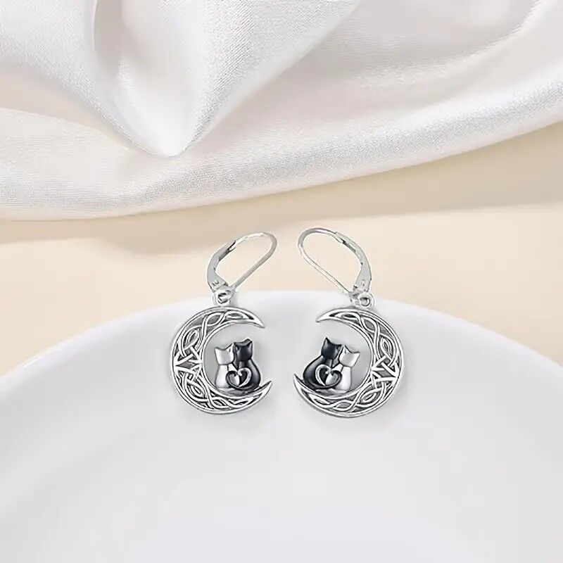cat earrings silver main SILVER CAT EARRINGS