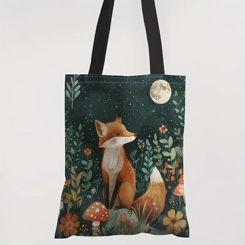 fox design canvas tote bags