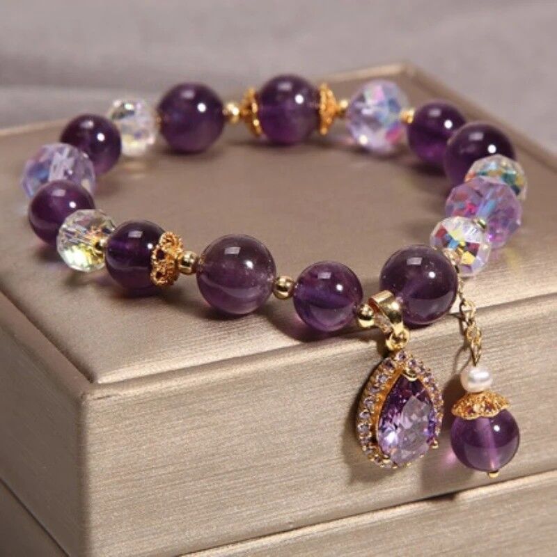 amethyst heart pendant bracelet