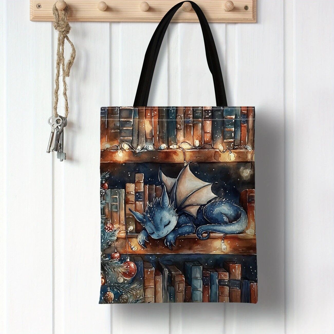 sleeping dragon tote bag