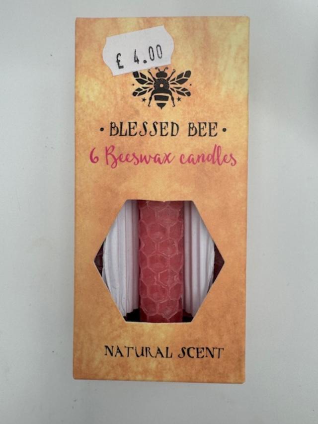 BLESSED BEE CANDLES – PINK 6 BEESWAX CANDLES